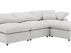Beige / 3 Seater Sectional With Ottoman