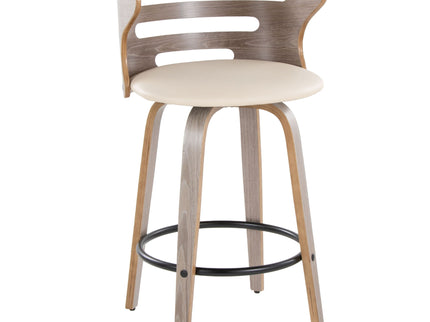Cosini - Mid Century Modern Fixed Height Barstool With Swivel And Round Footrest (Set of 2)