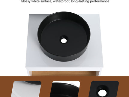 Floating Bathroom Vanity With Glossy Round Vessel Sink