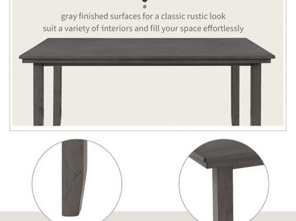 Dining Set For 6, Upholstered Chairs, Includes Table, 4 Chairs, And 2 Person Bench - Gray