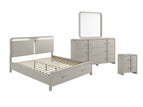 Beige / 4 Pc. Bed, Nightstand, Dresser, Mirror / Queen