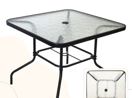 Outdoor Patio Dining Set For 4 People, Metal Patio Furniture Table And Chair Set With Umbrella - Black