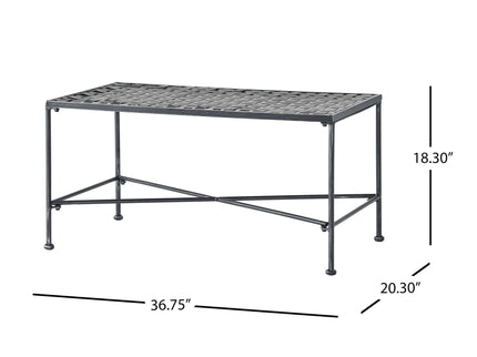 Luna - Outdoor Iron Coffee Table - Black Brush Silver