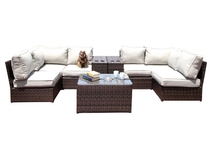 Comfortable Modern Patio Rattan Sectional Set With Cushions