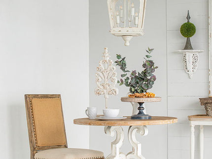 4 Light Wood Chandelier, Hanging Light Fixture With Adjustable Chain For Kitchen, Bulb Not Included - Cream White