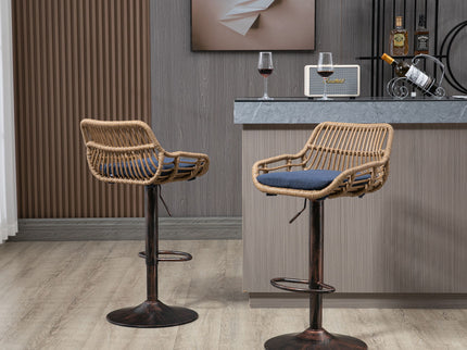 Modern Swivel Bar Stools Adjustable Counter Chairs With Footrest (Set of 2)