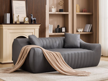Oversized 2 Seater Loveseat With 2 Decor Throw Pillows, Deep Seat Sofa For Living Rooms