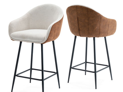 Modern Style Counter Height Bar Stools, With Comfortable Upholstery, Durable Metal Legs Ensure Stability - Brown