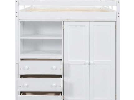 Loft Bed With Built In Wardrobe, Shelves And Drawers
