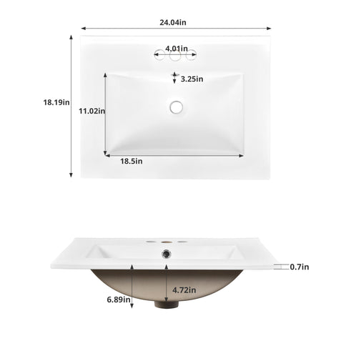 Bathroom Vanity With Integrated Sink, 2 Door Cabinet, Single Sink For Small To Medium Bathrooms