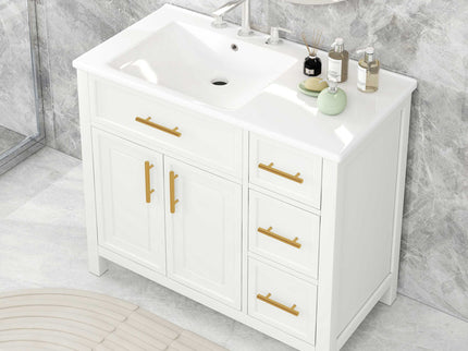 Modern Bathroom Vanity With Sink Top, 2 Doors And 3 Drawers