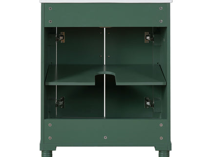 Bathroom Vanity With Integrated Sink, 2 Door Cabinet, Single Sink For Small To Medium Bathrooms