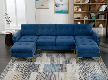 Modern L - Shape Convertible Sectional Sofa With Movable Ottoman