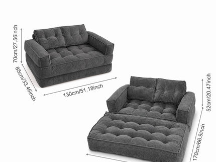 2 Seater Modular Corduroy Sofa With Chaise Lounge For Living Room