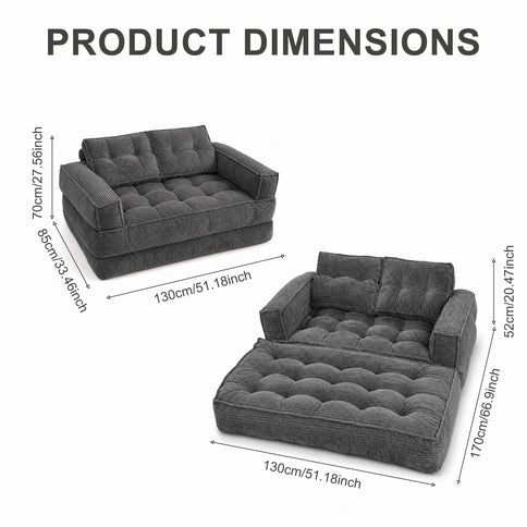 2 Seater Modular Corduroy Sofa With Chaise Lounge For Living Room