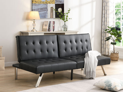 Contemporary Wood Frame Sofa Bed With Stainless Legs - Black