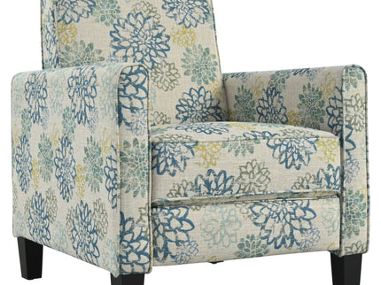 Upholstered Push Back Recliner Chair For Living Room - Blue