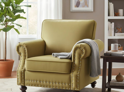 Upholstered Accent Armchair With Turned Legs For Living Room