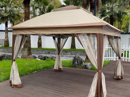 Outdoor Pop Up Gazebo Canopy With 2 Tier Soft Top And Removable Zipper Netting