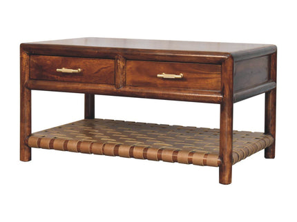 Regency - Woven Console Table With 2 Drawers - Brown