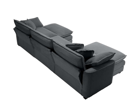Modular Oversized Cushion Sofa With Ottoman, Low Back, Deep Seating Sofa Set