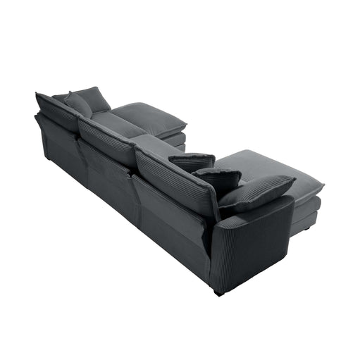 Modular Oversized Cushion Sofa With Ottoman, Low Back, Deep Seating Sofa Set