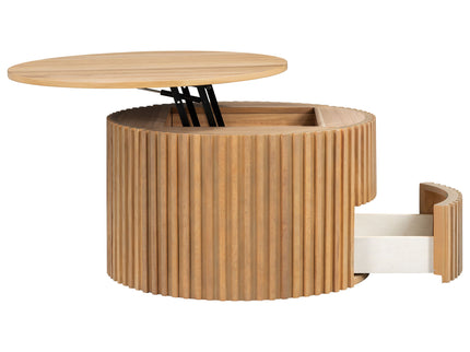 Round Lift Top Coffee Table With Hidden Storage For Living Room