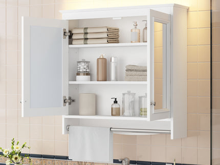 Modern Wall-Mounted Mirror Cabinet With Adjustable Shelves, Soft-Close Doors, High-Definition Mirror