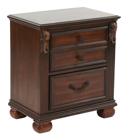 3 Piece Bedroom Set, Elegant Panel Bed With 2 Nightstands