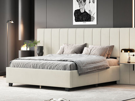 Upholstered Platform Bed With Big Headboard