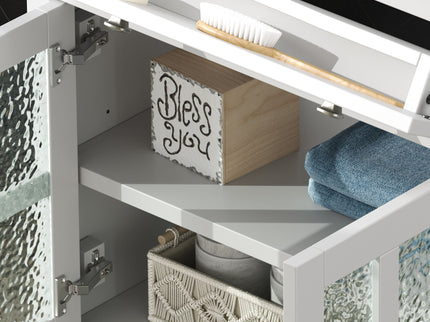 Bathroom Vanity With Ceramic Sink, Adjustable Shelf & Tip Out Tray