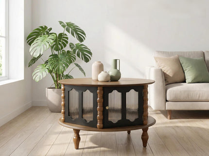 Round 3 Door Storage Coffee Table For Living Room
