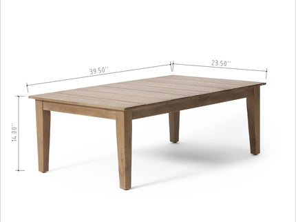 Outdoor Coffee Table With Slat Panel Top - Light Brown