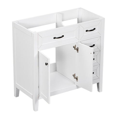 Modern Bathroom Vanity Base Only, 2 Doors And 3 Drawers