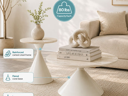 2 Piece Coffee Round Table Set