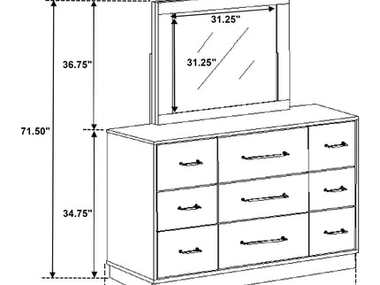 Edmondson - 9 Drawer Dresser With Mirror - Natural / Gray