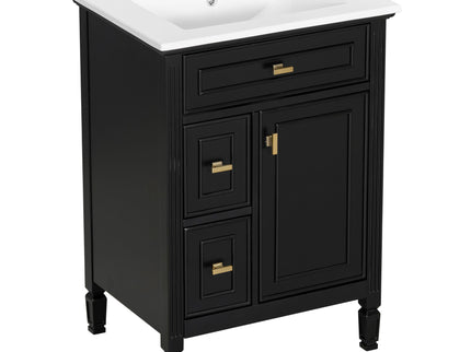 Bathroom Vanity With Sink, Flip Drawer, 2 Drawers, Adjustable Shelf