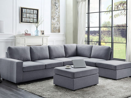 Cassia - 7 Seat Reversible Modular Sectional Sofa With Ottoman