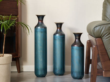 Modern Droplet Shaped Floor Vase Set, 3 Piece Home Decor