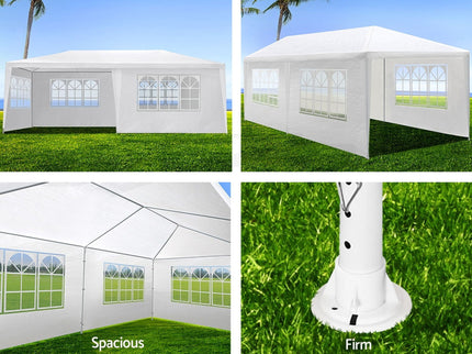 Wedding Party Canopy Tent Outdoor Gazebo With 6 Removable Sidewalls - White