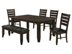 Dark Brown / 6 Pc. Table, 4 Chairs, Bench