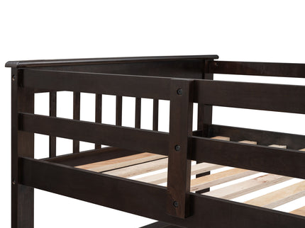 Stairway Bunk Bed With Storage And Guard Rail For Bedroom