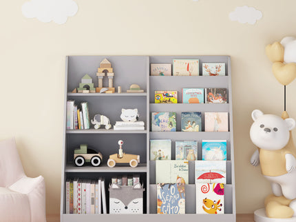 Bookshelf And Toy Storage Organizer, 4 Tier Bookcase With Display Stand For Playroom