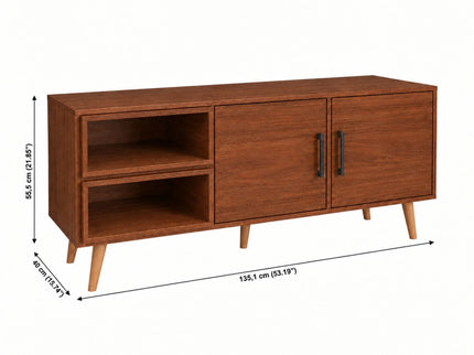 TV Stand For TVs Up To 60" With 2 Doors And 2 Open Shelves