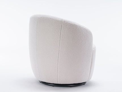 Teddy Fabric Swivel Accent Armchair Barrel Chair With Powder Coating Metal Ring