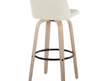Toriano - Contemporary Fixed Height Barstool Swivel And Round Footrest (Set of 2)