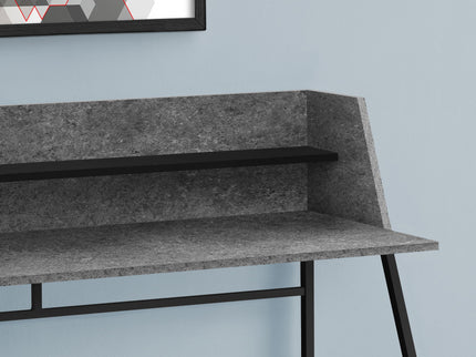 Computer Desk For Home Office, Laptop, Storage Shelves, Marble Look Contemporary & Modern
