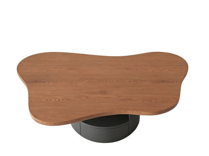 Cloud Coffee Table With 2 Drawers & Multi Layer Storage - Dark Walnut / Matt Black