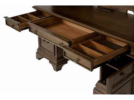 Stigham - 5 Drawer Credenza With Hutch - Oak