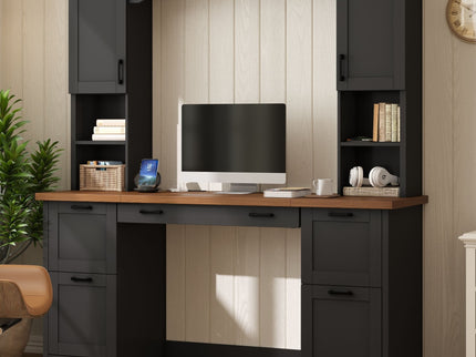 Farmhouse Computer Desk With Hutch